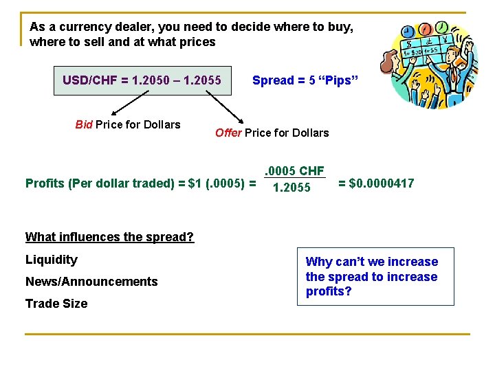 As a currency dealer, you need to decide where to buy, where to sell