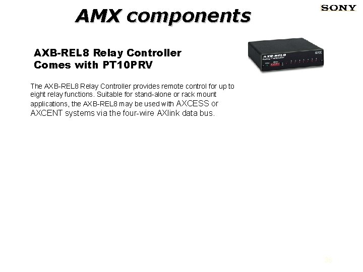 AMX components AXB-REL 8 Relay Controller Comes with PT 10 PRV The AXB-REL 8