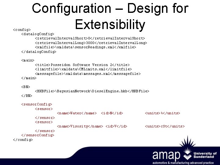 Configuration – Design for Extensibility <config> <datalog. Config> <retrieval. Interval. Short>0</retrieval. Interval. Short> <retrieval.