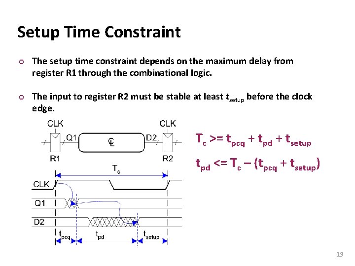 Carnegie Mellon Setup Time Constraint ¢ ¢ The setup time constraint depends on the