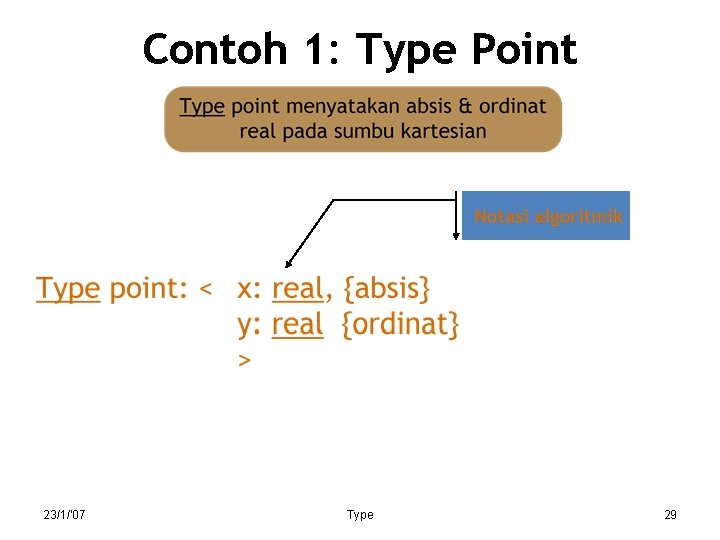 Contoh 1: Type Point 23/1/'07 Type 29 