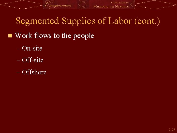 Segmented Supplies of Labor (cont. ) n Work flows to the people – On-site