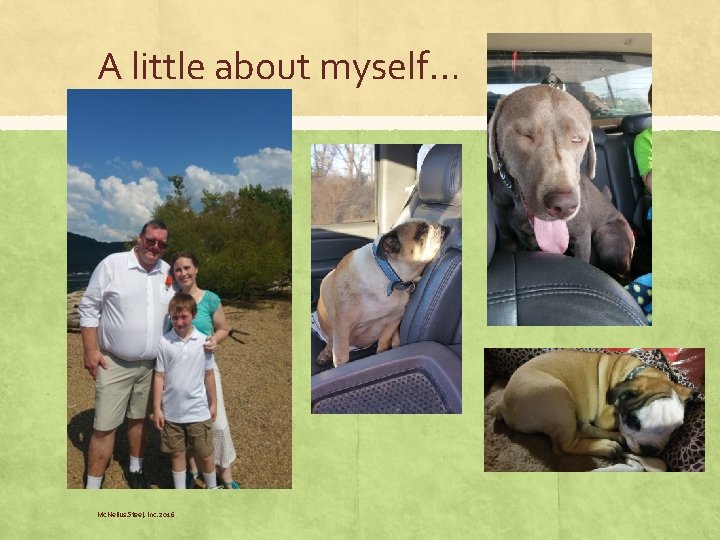 A little about myself… Mc. Neilus Steel, Inc. 2016 A little about myself… Mc. Neilus Steel, Inc. 2016