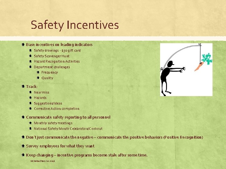 Safety Incentives Base incentives on leading indicators Safety drawings - $50 gift card Safety Safety Incentives Base incentives on leading indicators Safety drawings - $50 gift card Safety