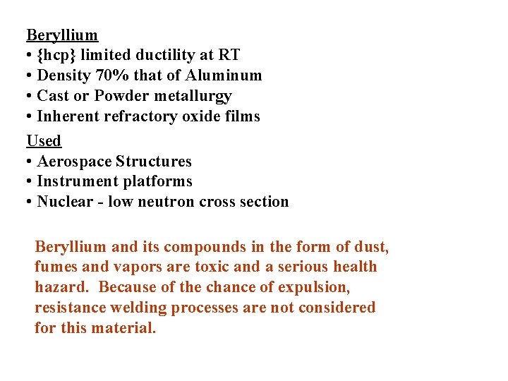 Reactive Refractory And Precious Metals Alloys Resistance Welding