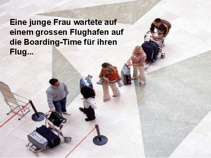 Eine junge Frau wartete auf einem grossen Flughafen auf die Boarding-Time für ihren Flug.