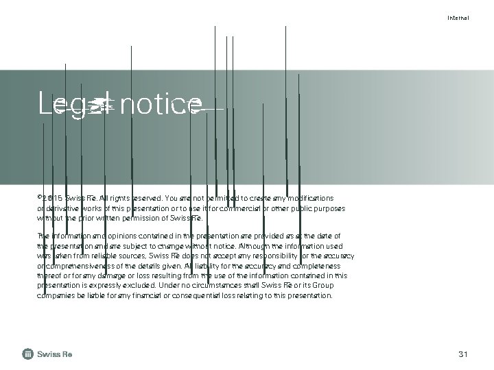 Internal Legal notice © 2015 Swiss Re. All rights reserved. You are not permitted