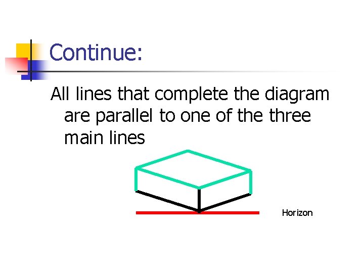 Continue: All lines that complete the diagram are parallel to one of the three