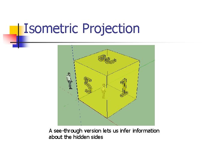 Isometric Projection A see-through version lets us infer information about the hidden sides 