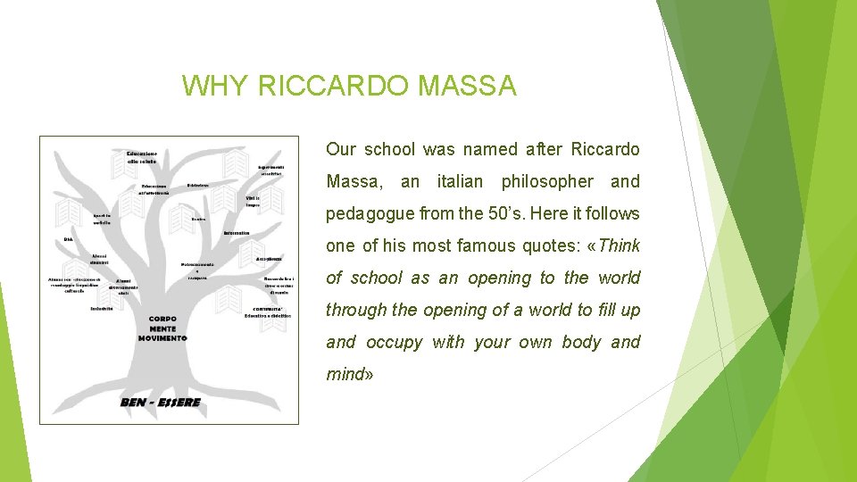 WHY RICCARDO MASSA Our school was named after Riccardo Massa, an italian philosopher and WHY RICCARDO MASSA Our school was named after Riccardo Massa, an italian philosopher and