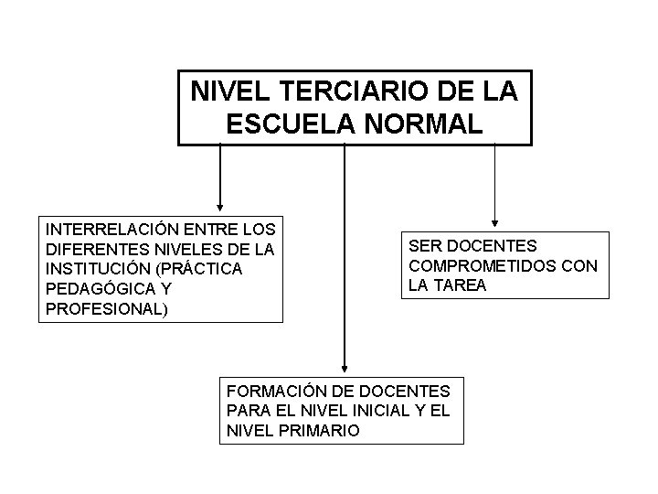 NIVEL TERCIARIO DE LA ESCUELA NORMAL INTERRELACIÓN ENTRE LOS DIFERENTES NIVELES DE LA INSTITUCIÓN NIVEL TERCIARIO DE LA ESCUELA NORMAL INTERRELACIÓN ENTRE LOS DIFERENTES NIVELES DE LA INSTITUCIÓN