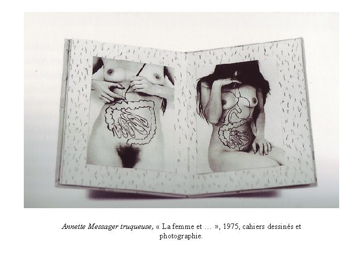 Annette Messager truqueuse, « La femme et … » , 1975, cahiers dessinés et
