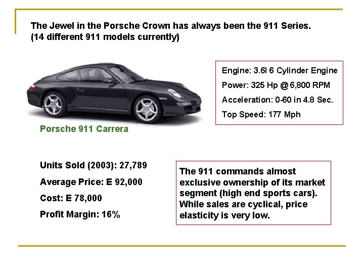 The Jewel in the Porsche Crown has always been the 911 Series. (14 different