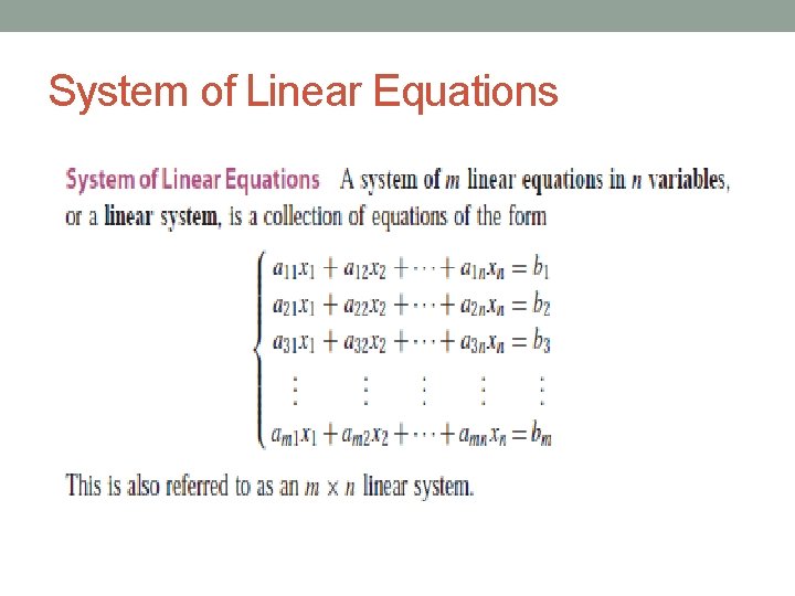 System of Linear Equations 