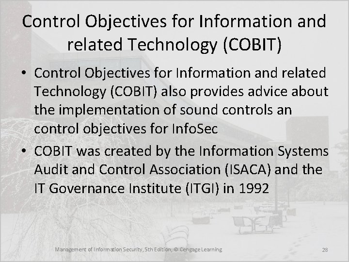 Control Objectives for Information and related Technology (COBIT) • Control Objectives for Information and Control Objectives for Information and related Technology (COBIT) • Control Objectives for Information and