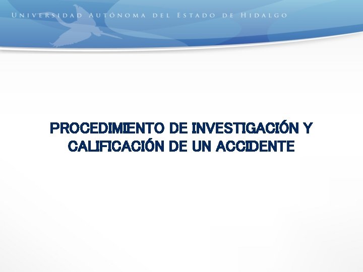 PROCEDIMIENTO DE INVESTIGACIÓN Y CALIFICACIÓN DE UN ACCIDENTE 