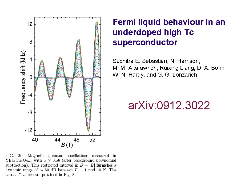 Fermi liquid behaviour in an underdoped high Tc superconductor Suchitra E. Sebastian, N. Harrison,