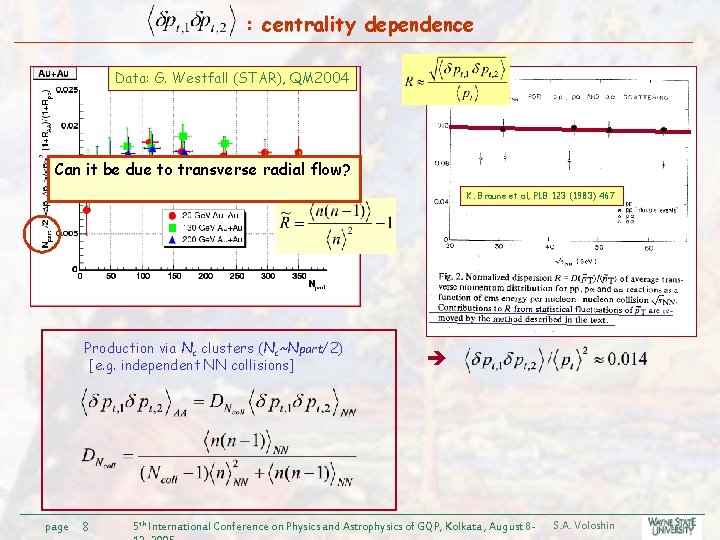 : centrality dependence Data: G. Westfall (STAR), QM 2004 Can it be due to