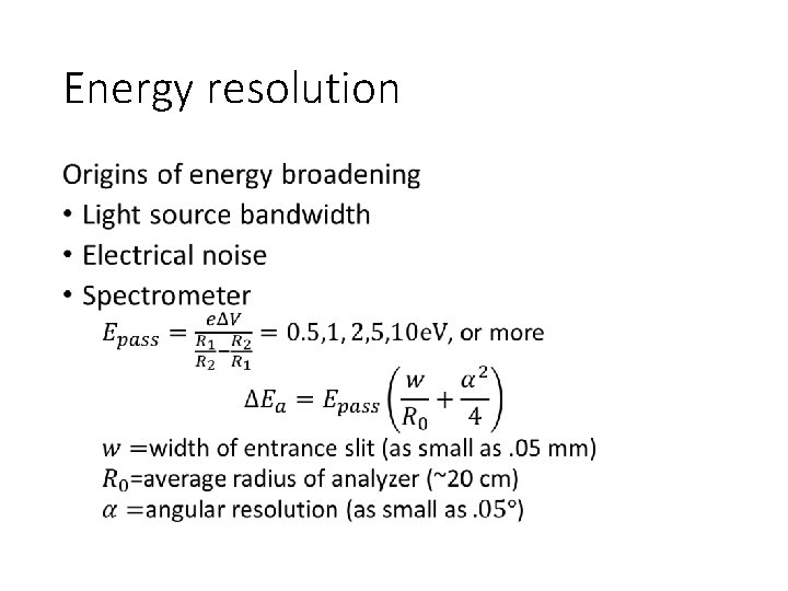 Energy resolution • 