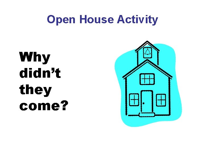 Open House Activity Why didn’t they come? 