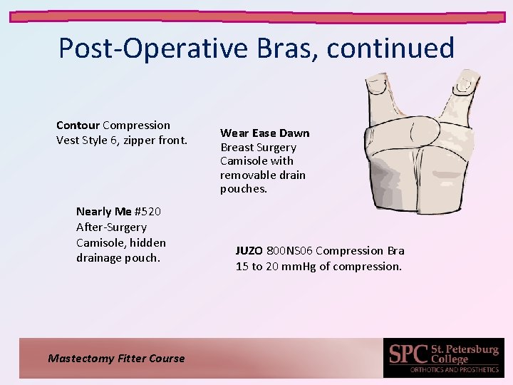 Post-Operative Bras, continued Contour Compression Vest Style 6, zipper front. Nearly Me #520 After-Surgery