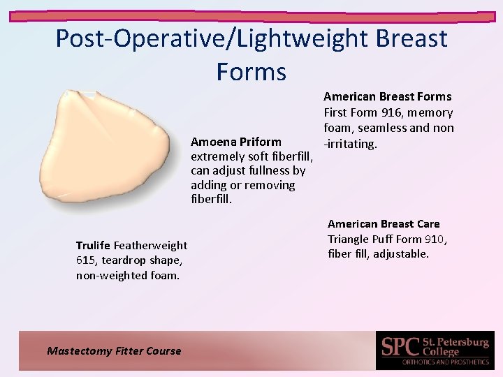 Post-Operative/Lightweight Breast Forms Amoena Priform extremely soft fiberfill, can adjust fullness by adding or