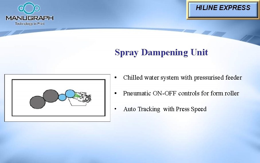 HILINE EXPRESS Spray Dampening Unit • Chilled water system with pressurised feeder • Pneumatic