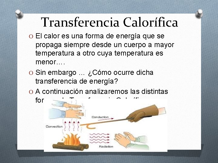 Transferencia Calorífica O El calor es una forma de energía que se propaga siempre Transferencia Calorífica O El calor es una forma de energía que se propaga siempre