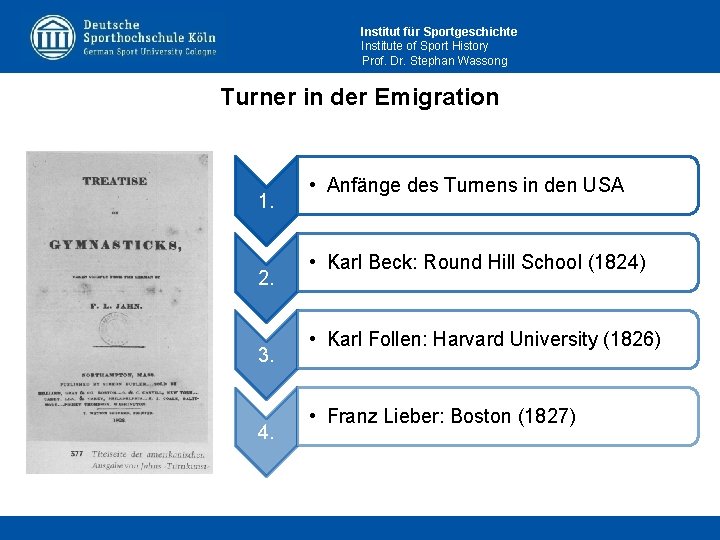 Institut für Sportgeschichte Institute of Sport History Prof. Dr. Stephan Wassong Turner in der