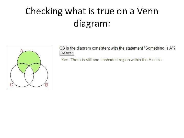 Checking what is true on a Venn diagram: 