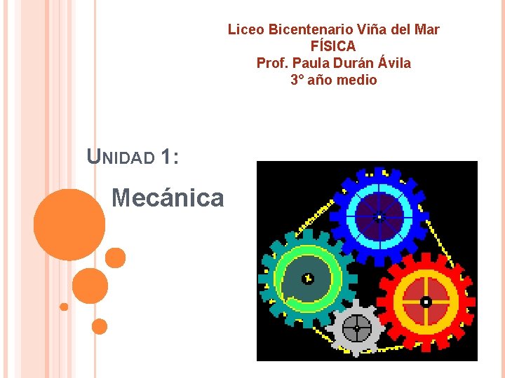 Liceo Bicentenario Viña del Mar FÍSICA Prof. Paula Durán Ávila 3° año medio UNIDAD