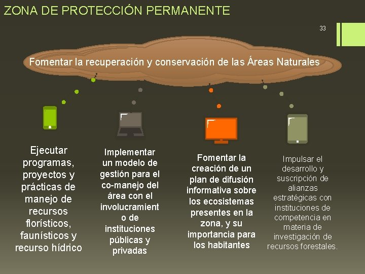 ZONA DE PROTECCIÓN PERMANENTE 33 Fomentar la recuperación y conservación de las Áreas Naturales