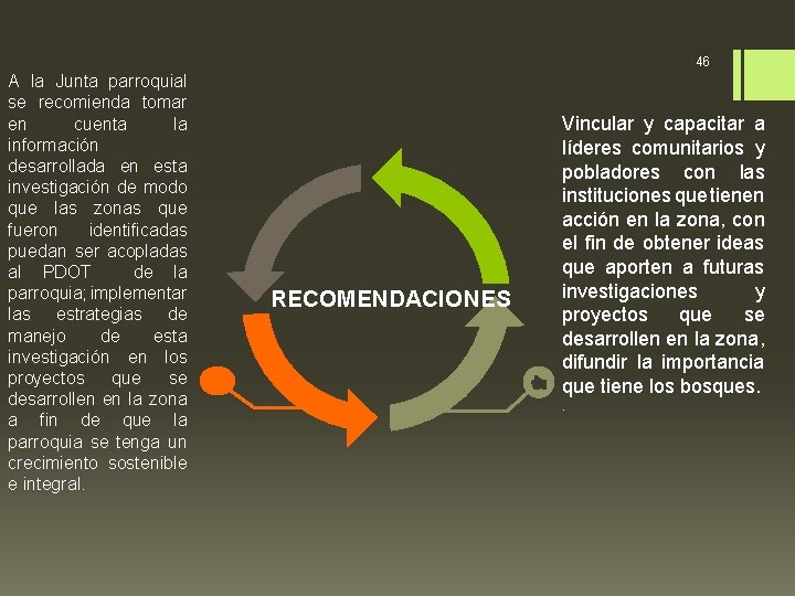 46 A la Junta parroquial se recomienda tomar en cuenta la información desarrollada en