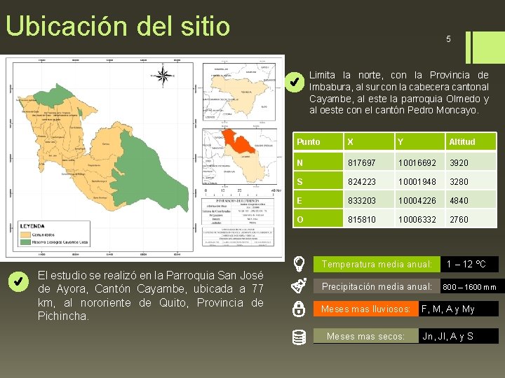 Ubicación del sitio 5 Limita la norte, con la Provincia de Imbabura, al sur