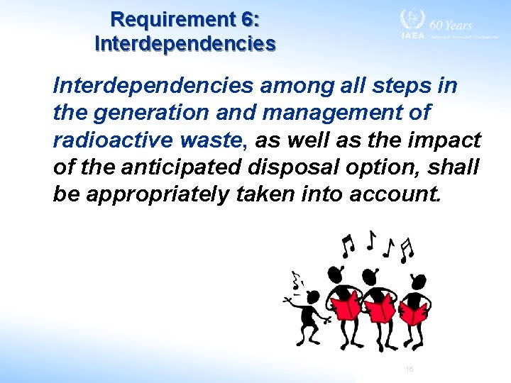 Requirement 6: Interdependencies among all steps in the generation and management of radioactive waste,