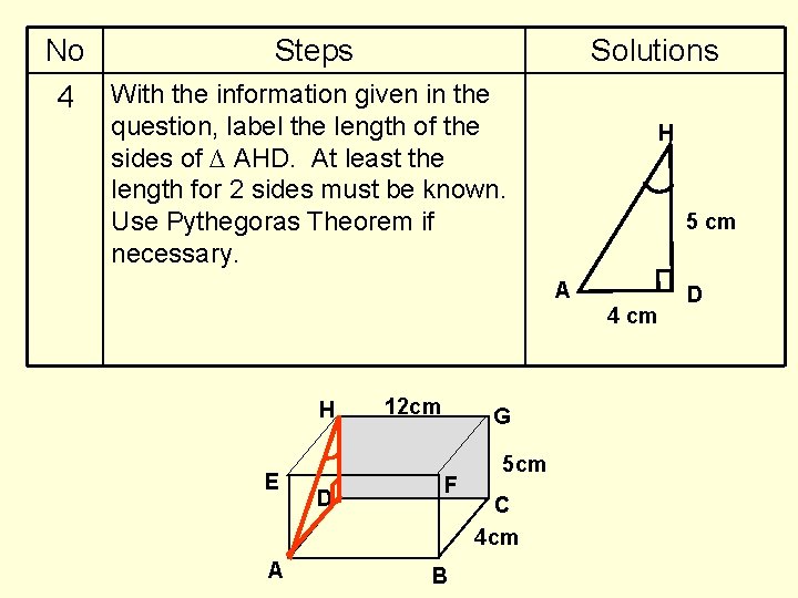 No Steps 4 With the information given in the Solutions question, label the length No Steps 4 With the information given in the Solutions question, label the length
