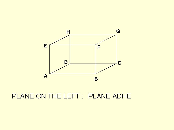 G H E F D A C B PLANE ON THE LEFT : PLANE G H E F D A C B PLANE ON THE LEFT : PLANE