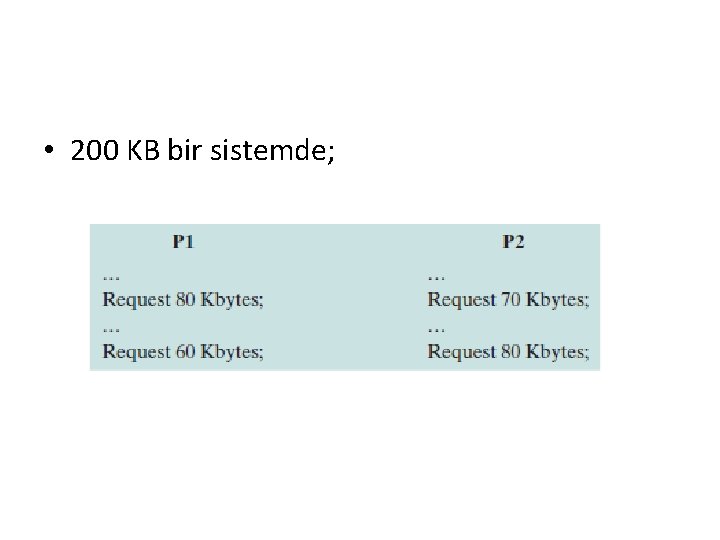  • 200 KB bir sistemde; 