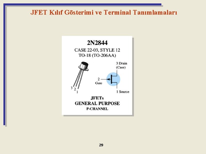 JFET Kılıf Gösterimi ve Terminal Tanımlamaları 29 