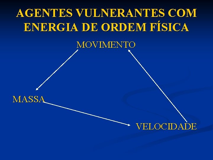 AGENTES VULNERANTES COM ENERGIA DE ORDEM FÍSICA MOVIMENTO MASSA VELOCIDADE 