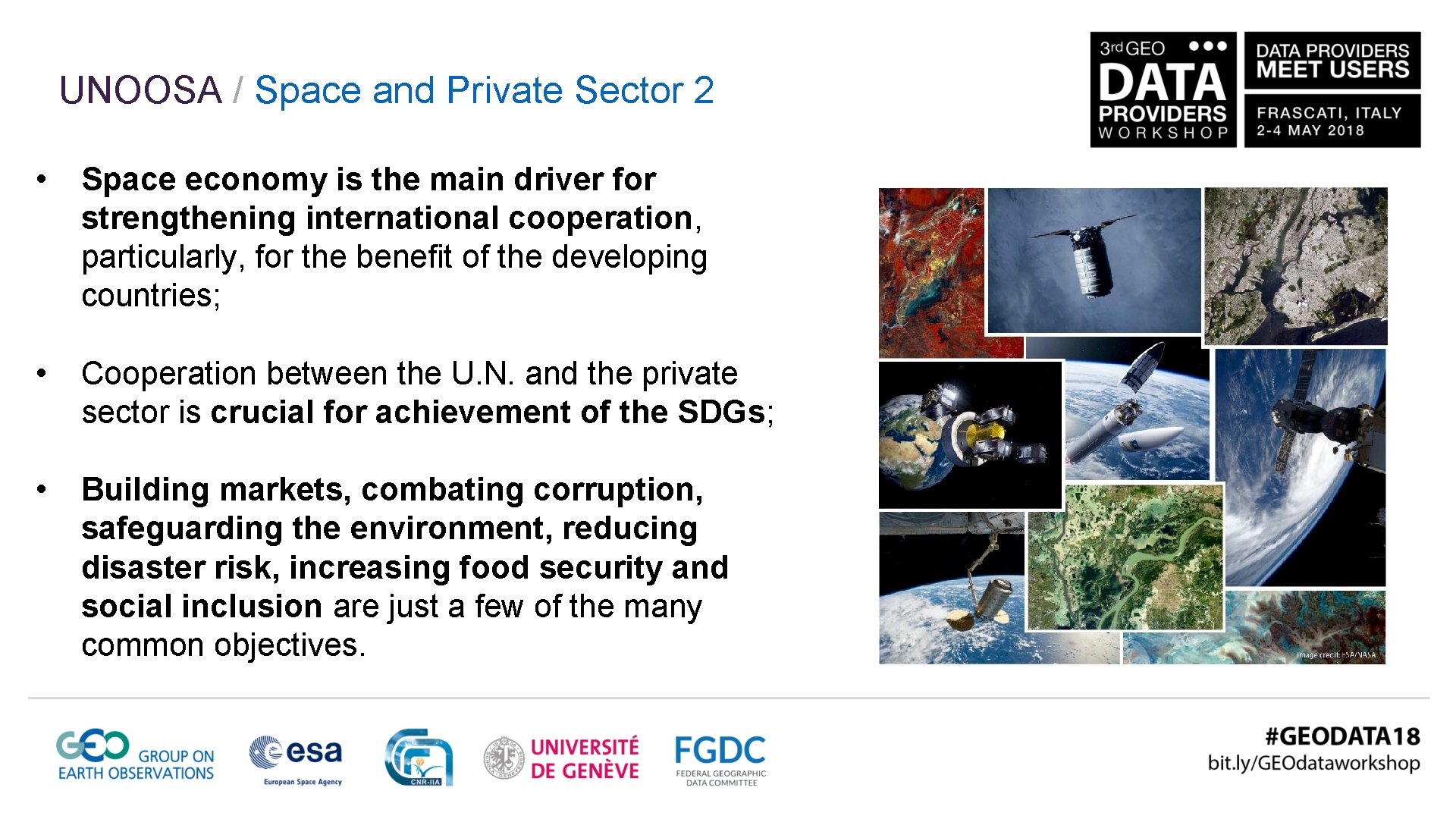 UNOOSA / Space and Private Sector 2 • Space economy is the main driver