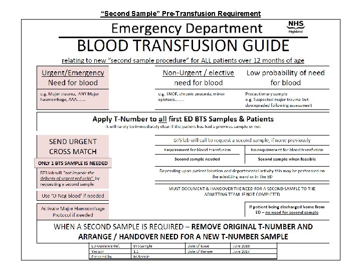 “Second Sample” Pre-Transfusion Requirement 