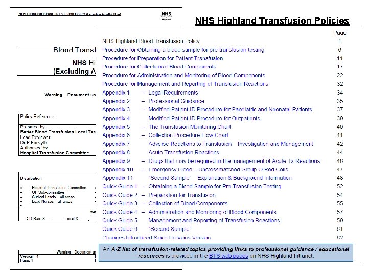 NHS Highland Transfusion Policies 