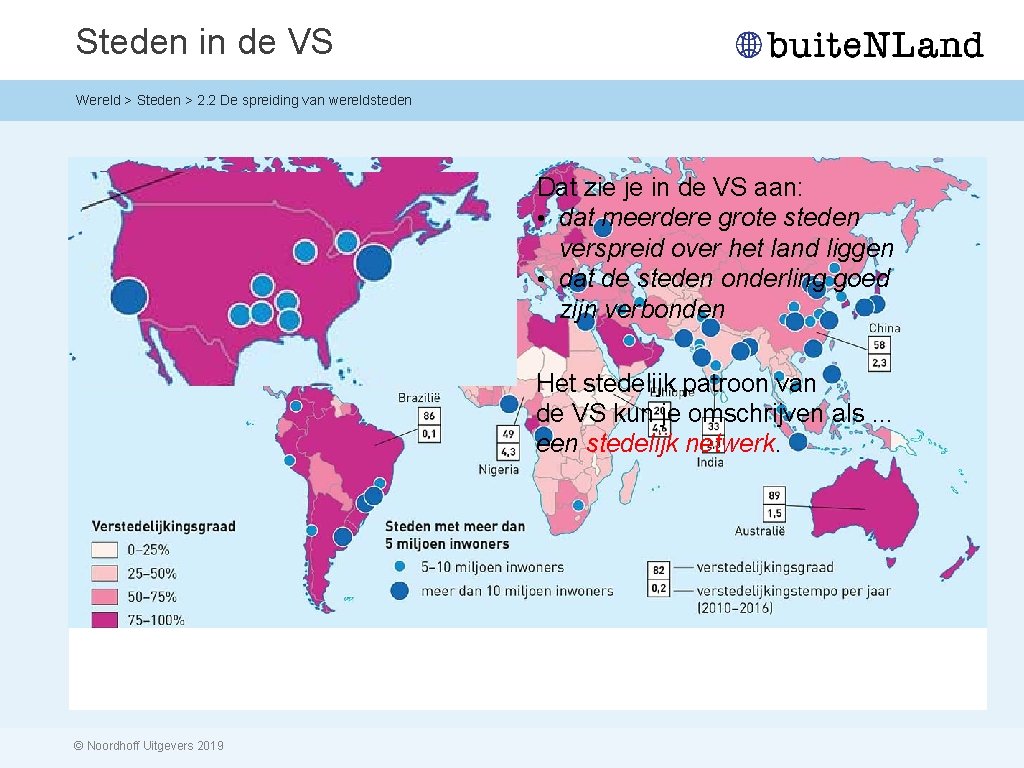 Steden in de VS Wereld > Steden > 2. 2 De spreiding van wereldsteden