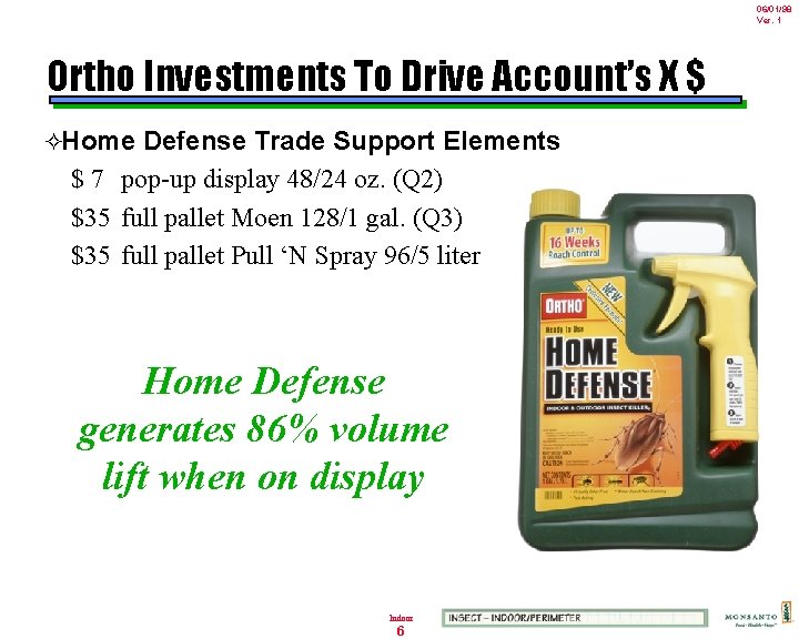 06/01/98 Ver. 1 Ortho Investments To Drive Account’s X $ ²Home Defense Trade Support