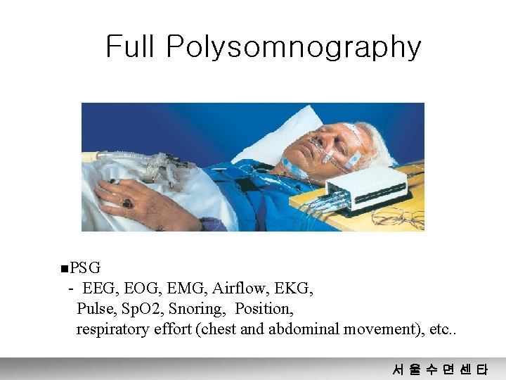 Full Polysomnography n. PSG - EEG, EOG, EMG, Airflow, EKG, Pulse, Sp. O 2,