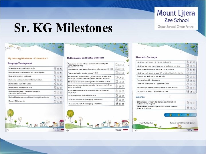 Sr. KG Milestones 
