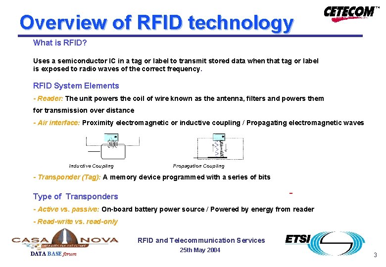 Overview of RFID technology What is RFID? Uses a semiconductor IC in a tag Overview of RFID technology What is RFID? Uses a semiconductor IC in a tag