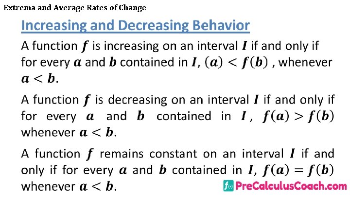 Extrema and Average Rates of Change 