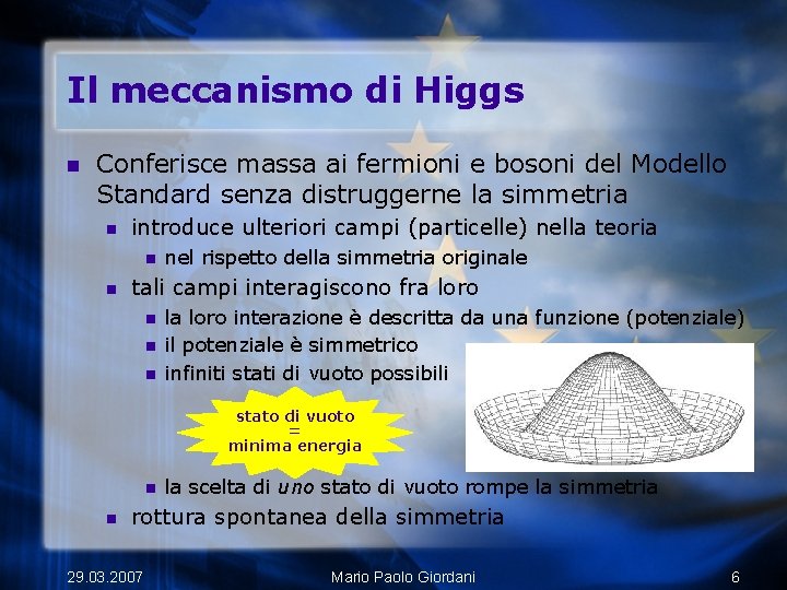 Il meccanismo di Higgs n Conferisce massa ai fermioni e bosoni del Modello Standard